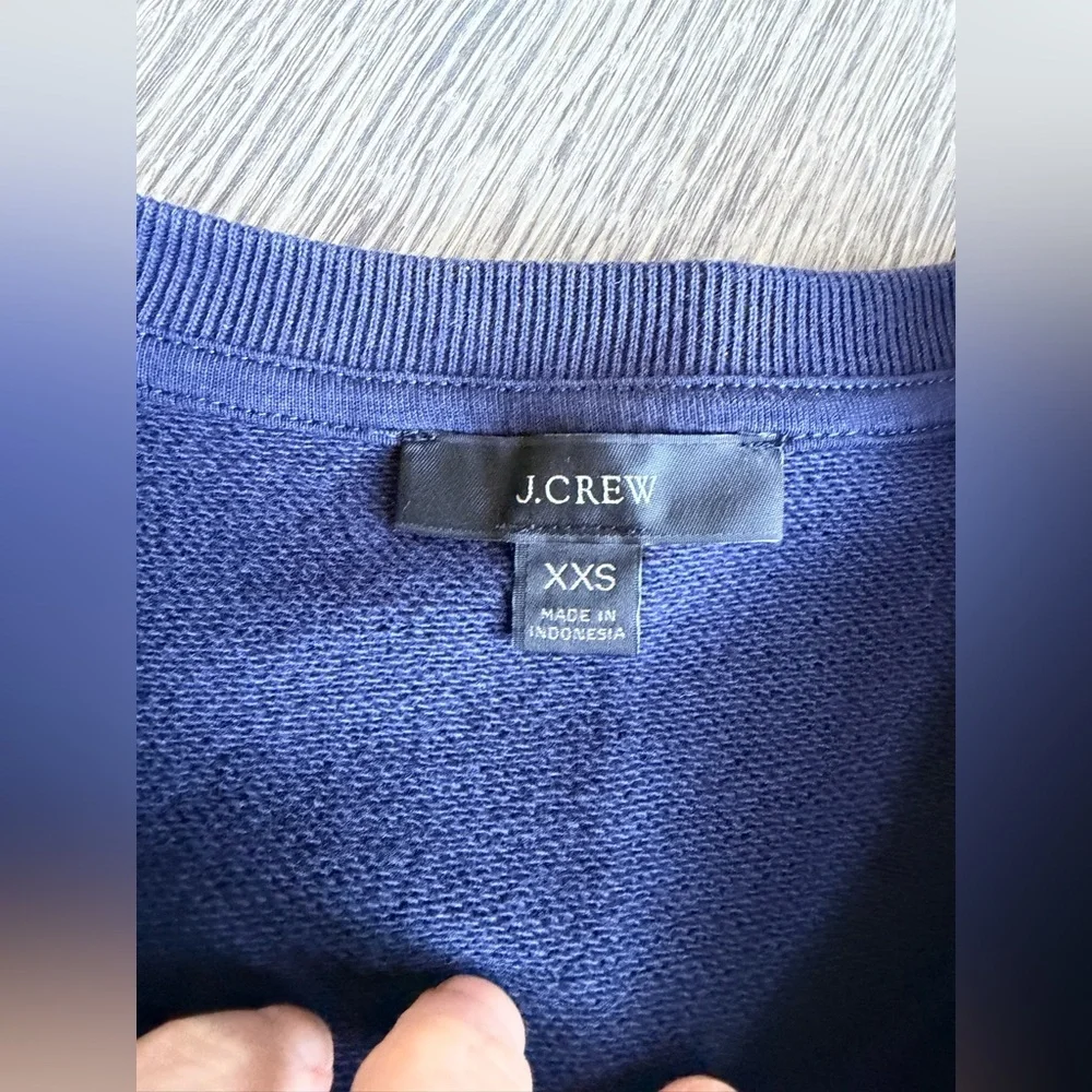 J.Crew Oversized University Terry Apres Ski Crewneck Sweatshirt in Navy Size XXS